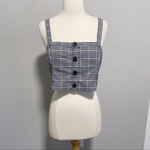 Abercrombie & Fitch plaid button crop top M